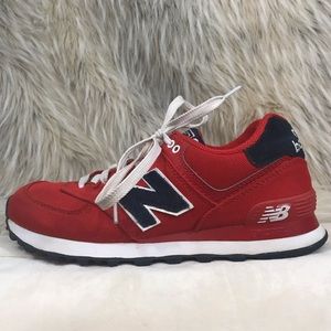 new balance red white and blue shoes